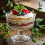 Creamy Bavarian Kreme in a decorative glass bowl.