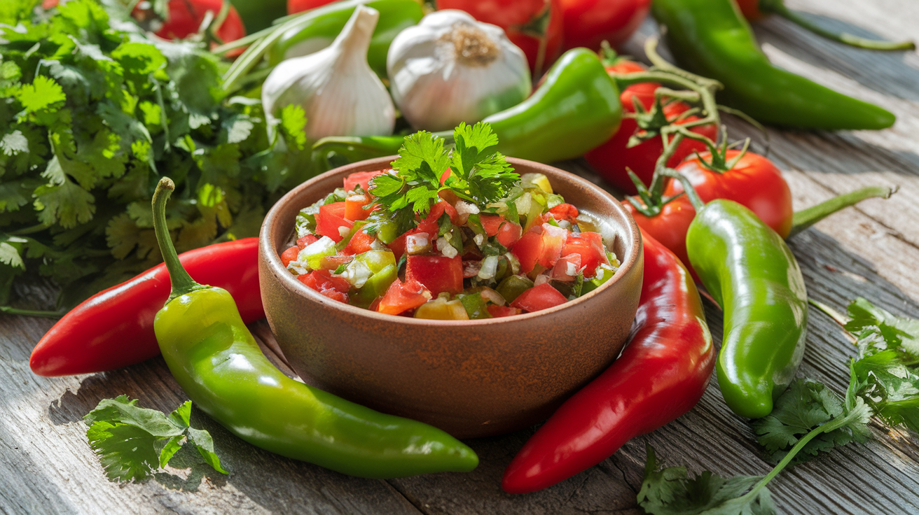 Vibrant bowl of serrano pepper salsa with fresh ingredients