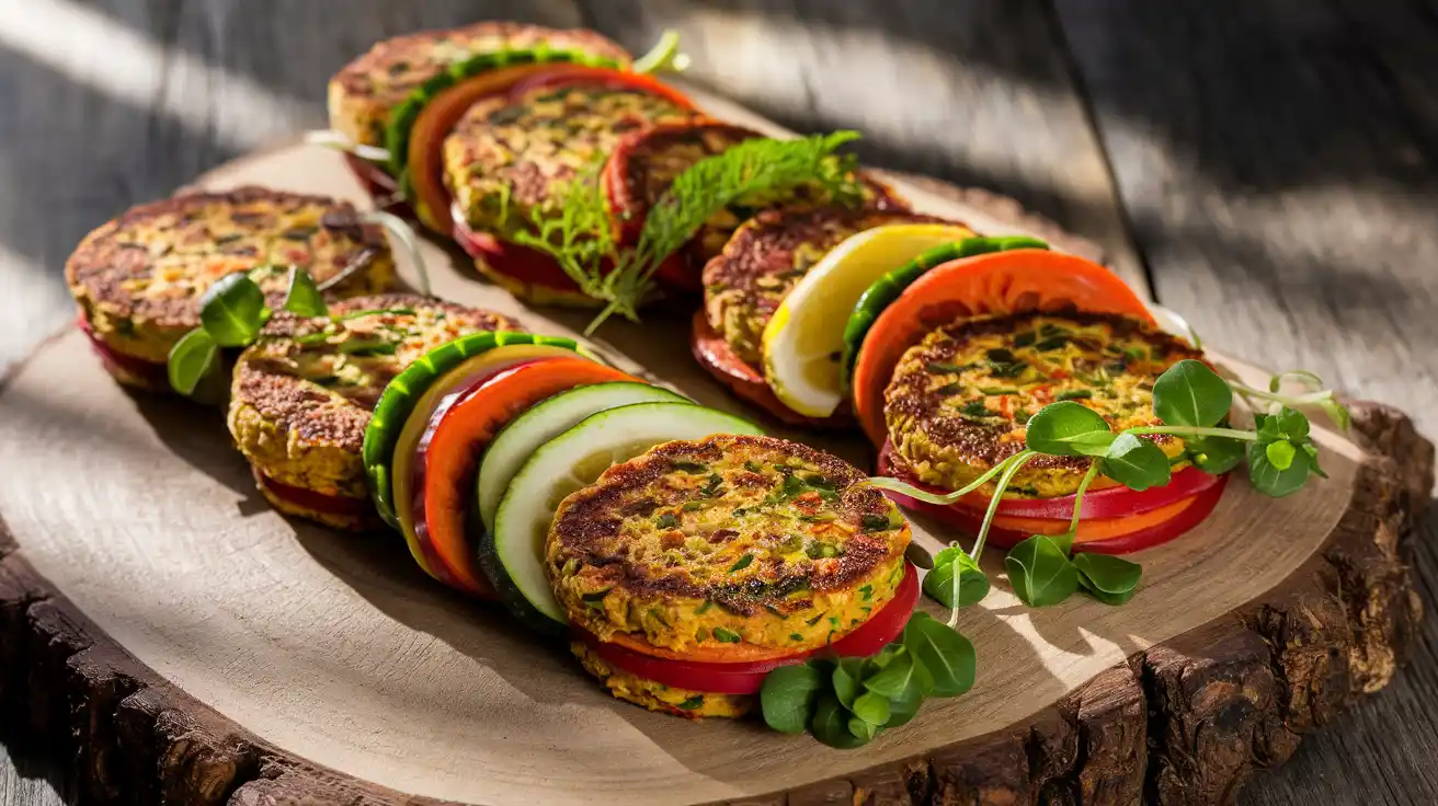 Homemade easy veggie patties with fresh ingredients